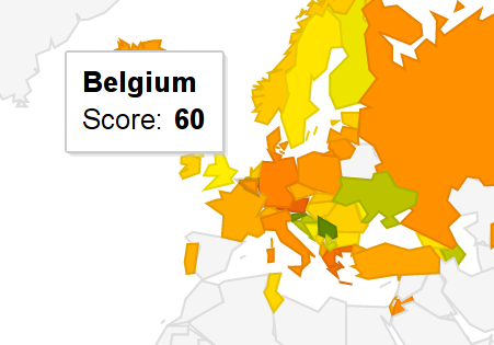 Belgium is last in the "Right to Information Rating"